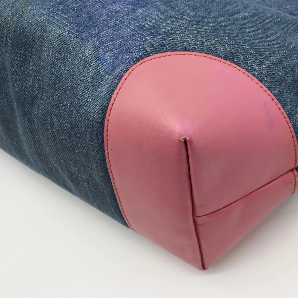 Gucci Craft Tote Bag Shoulder Denim Leather Blue Pink - Picture 3 of 8